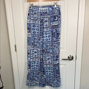 Haute Hippie blue tropical print cotton pants made in India size medium